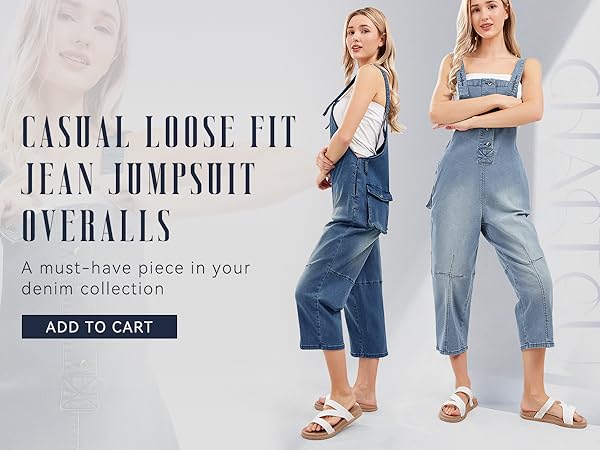 loose fit barrel denim overall