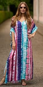 rainbow caftan vneck cover ups