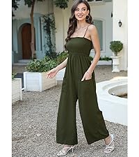 olive green adjustable straps maxi jumpsuit for women