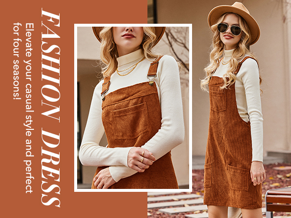 orange overall dress mini for women