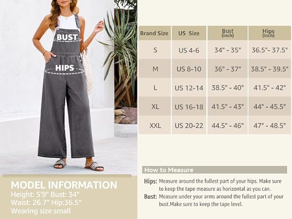 luvamia Jean Jumpsuit for Women Vacation Outfits for Women Size Chart