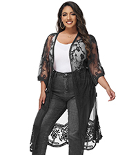 Women''s Plus Size Lace Cardigan Open Front Floral Crochet Cover Ups