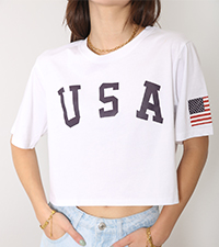 Womens Letter Print Crop Top