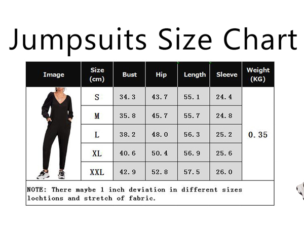 STOLKISS Women’s Deep V Neck Casual Jumpsuits Fall Ruffled Long Sleeve Baggy Bodycon Jumpsuits