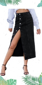 Irregular Slit Denim High Waist Skirt Showing Figure A-Line Jeans Skirts