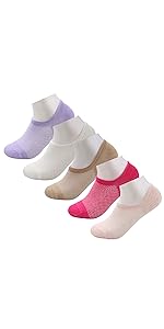 Girls Nonslip No Show Socks Mesh Breathable Low Cut Cotton 5 Pairs