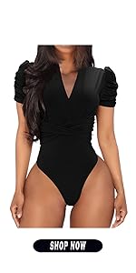 Puff Ruched sleeve bodysuit