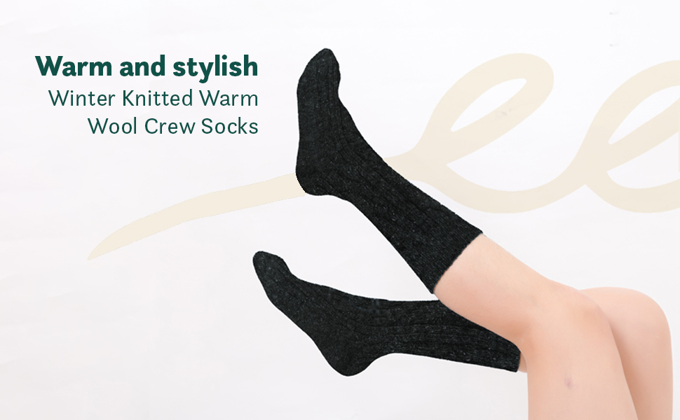 Warm Stylish Socks Winter Knitted Warm Wool Crew Socks