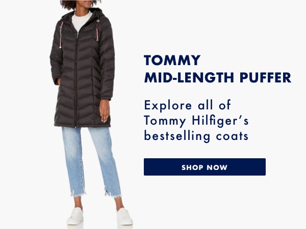 Tommy Hilfiger Black Mid-Length Puffer