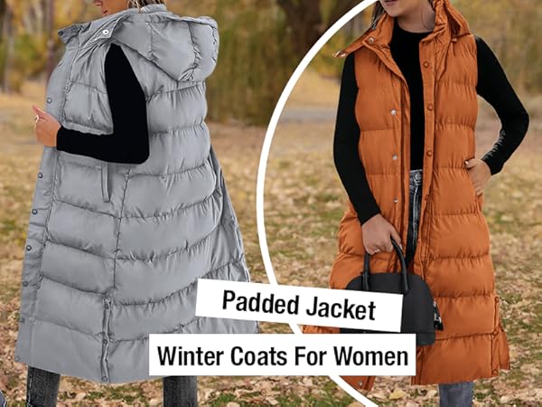 long coat women winter jackets for women womens long vest puffer Padded Gilet womens fall vest