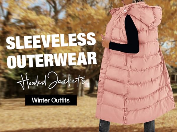 long vest for women winter coat puffer jacket womens fall jacket women hooded vest Sleveless Hoodies