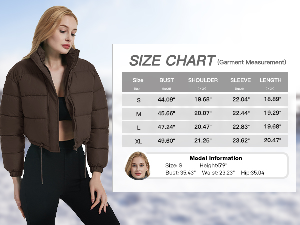 winter crop puffer jackets