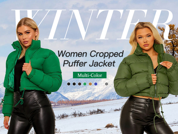 womens crop puffer jacket