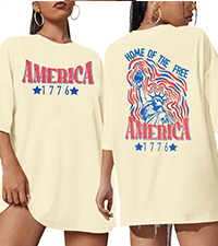 4th of July Tops Home of The Free Shirts American Flag Oversized T-Shirt Patriotic Shirt Tops