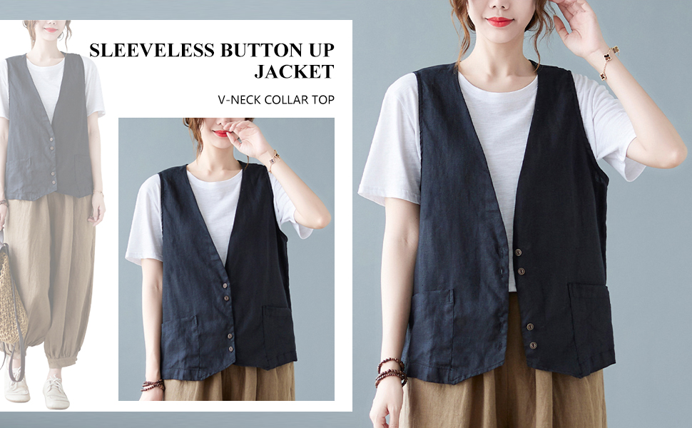 Women Button Up Vest