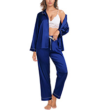 Women Silk Satin Pajamas Set Long Sleeve Button Down Sleepwear Loungewear Bridesmaid PJ Sets