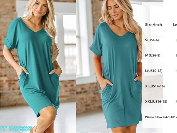 Casual V-neck T shirt Dress Sundress