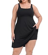 plus size womens workout exercise tennis golf dresses with built in bra and shorts