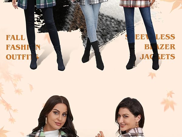 fall winter plaid vest for women