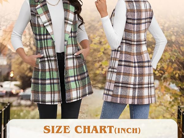 fall winter plaid vest for women