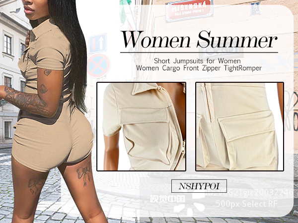 Womens Fashion Cargo Jumpsuit 