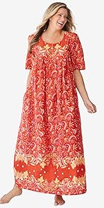 Mixed Print Long Lounger Nightgown