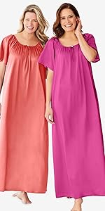 2-Pack Long Silky Gown Pajamas