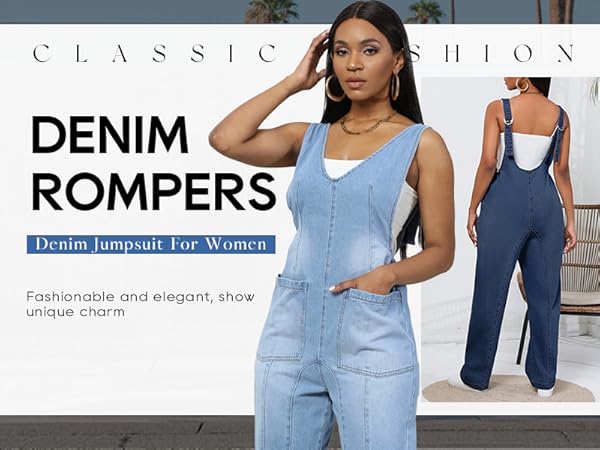 Womens denim overalls for summer