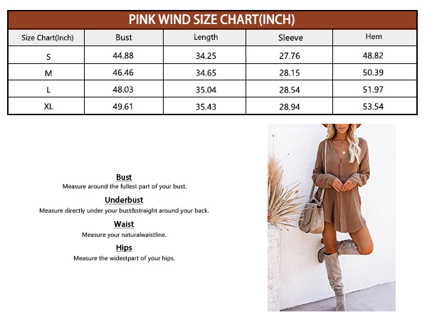 Pink Wind Size Chart