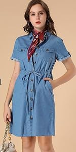 B08V1QZ742 Denim Shirt Dress