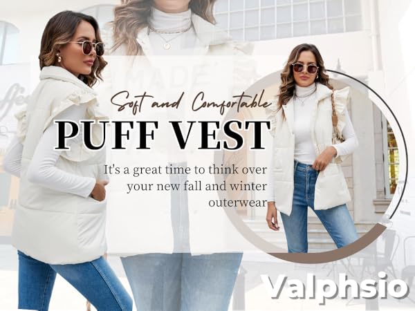 women puffy vest ruffle