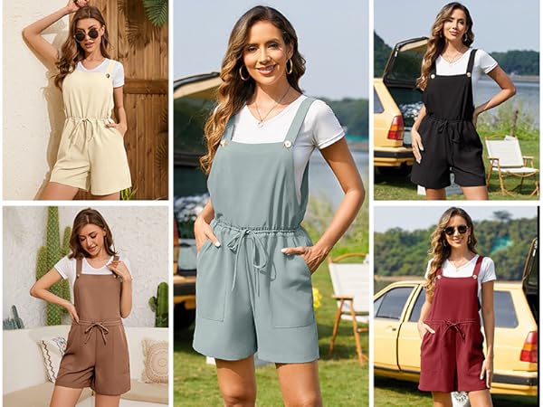 Poplab Womens Short Overall Jumpsuits Color Options