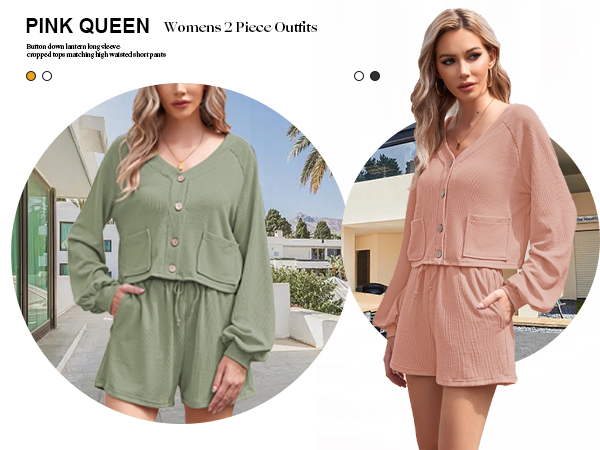 Pink Queen 2 Piece Casual Sweatsuit Outfits for Women