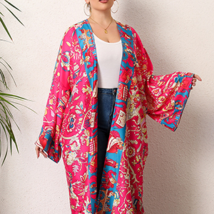 bright pink beach kimono