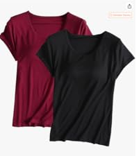  2Pcs Built-in Bra T-Shirt B0D79FNKJG