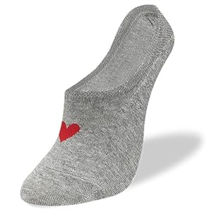 CUTIE MANGO Women''s Casual Cute Simple Heart Non Slip Low Cut No Show Socks Gray_Sub_1