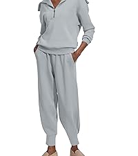 two piece zip up stand collar long sleeve sweatshirt and long pants with pockets