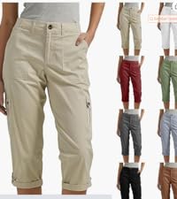 B0D7GV34KL Women Capris Solid Color Pocket