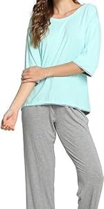 Womens Bamboo Sleepwear Pajamas Pants Set