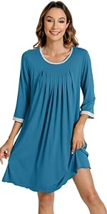 3/4 sleeve nightgown for women