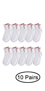 Men Boys Quarter Crew Socks Cotton White Athletic Hosiery 10 Pairs