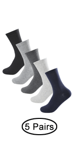 Men Cotton Dress Socks Athletic Crew Sock High Stretchy 5 Pairs