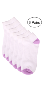 Girls Low Cut Ankle Socks Cotton Breathable Colorful Toe 6 Pairs