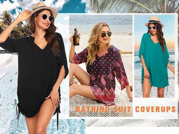 Women''s Swimwear Cover Ups V Neck Beachwear Dress Coverups Swim Coverup