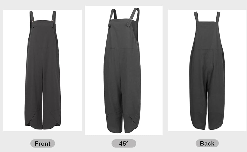 linen jumpsuits wide leg for women, cotton linen overalls for women, baggy jumpsuits for women