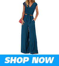 cap sleeve v neck front knot crop top and wide leg pant sets women summer two piece outfits