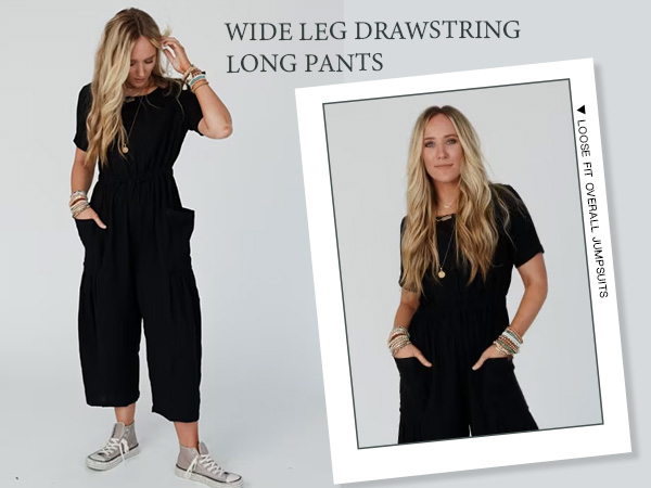 Wide Leg Long Pants Romper