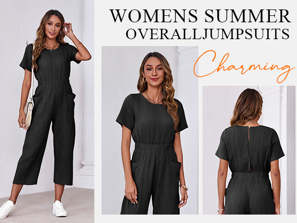 Summer Crew Neck Overall Jumpsuits