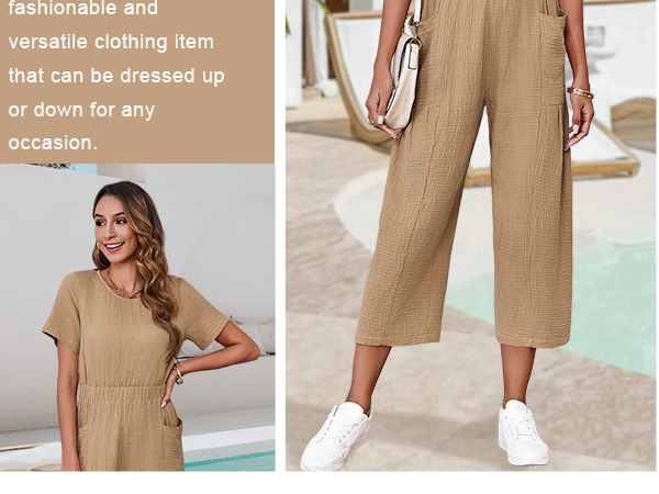 Casual Short Sleeve Jumpsuits