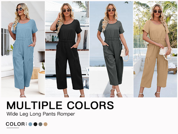 Casual Short Sleeve Jumpsuits